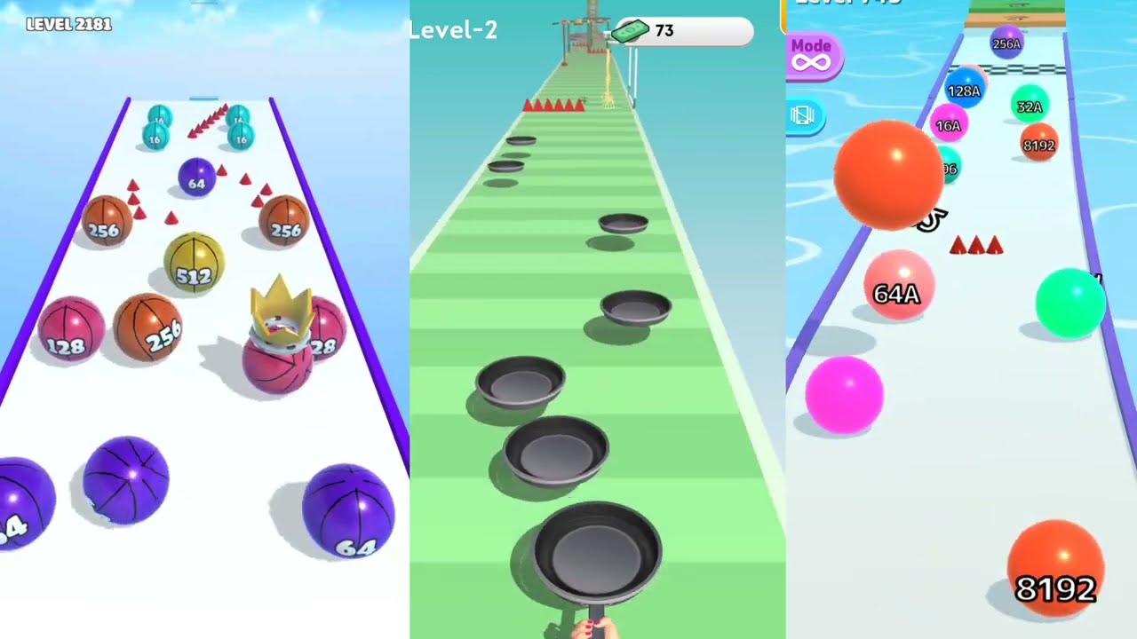 2048 | Pizza Stack 3D Mixed vs Ball Run 2048 Satisfying all levels gameplay #cutiepie22yt
