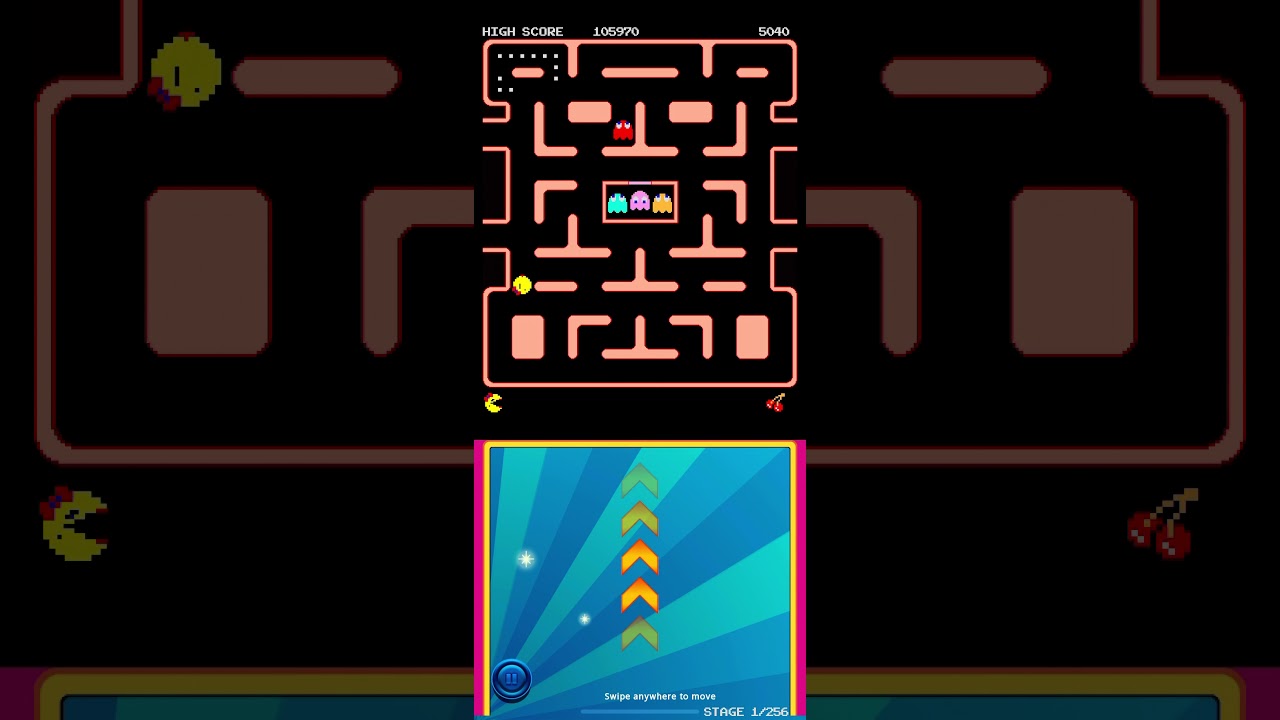 Playing Ms. Pamcan on iPhone until I game over (Ms. Pacman)