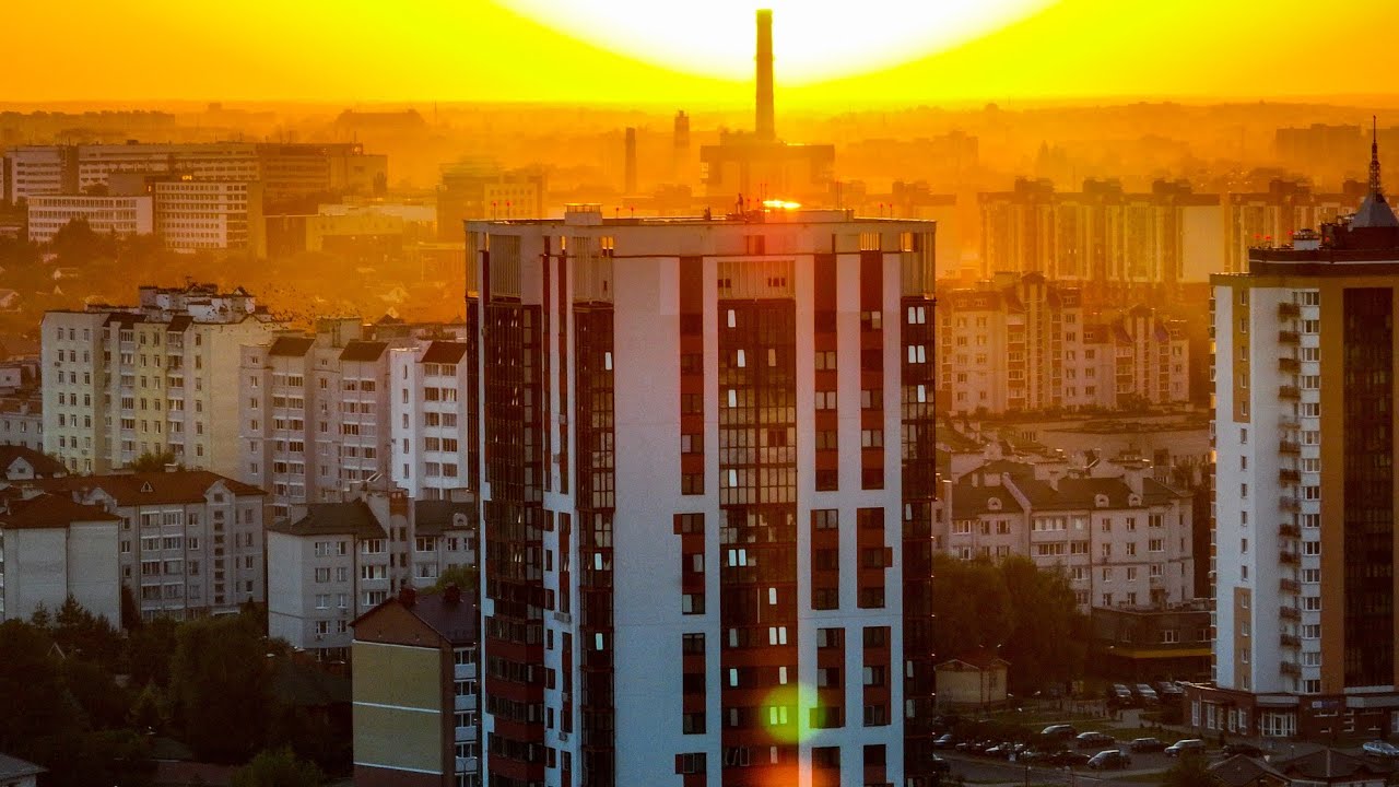 Полет над городом Брестом (район восток ) на закате #васькапилот