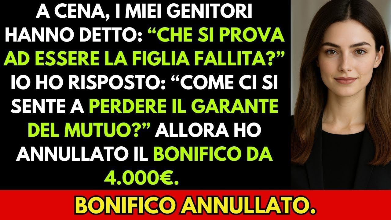 A cena i miei genitori hanno detto  “Che si prova a essere inutile ” Ho risposto con una frase