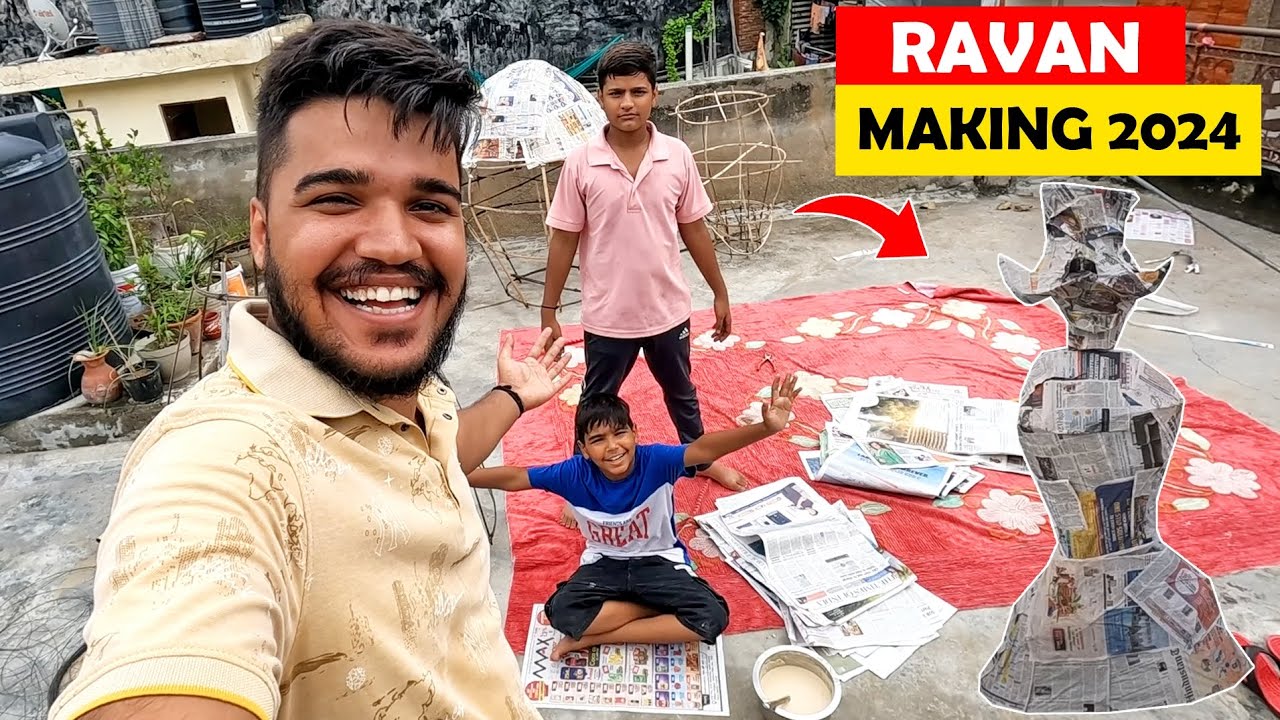 Ravan Making 2024 Delhi | Ravan Making With Newspaper | Ravan Making With Bamboo & Newspaper At Home