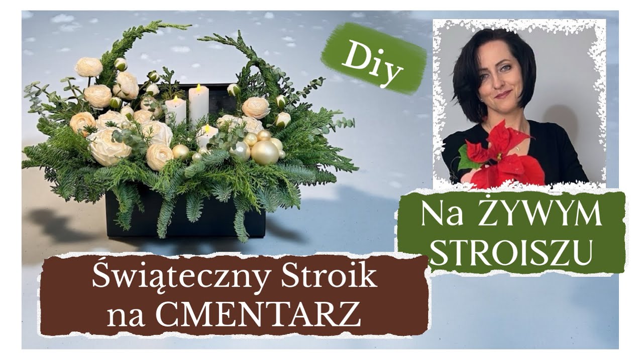 ŚWIĄTECZNY STROIK NA CMENTARZ NA ŻYWYM STROISZU / DEKORACJA BOŻE NARODZENIE / ZRÓB TO SAM
