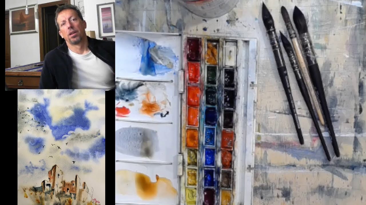 Acquerello tutorial facile, CIELO SPONTANEO - Easy watercolor landscape demo