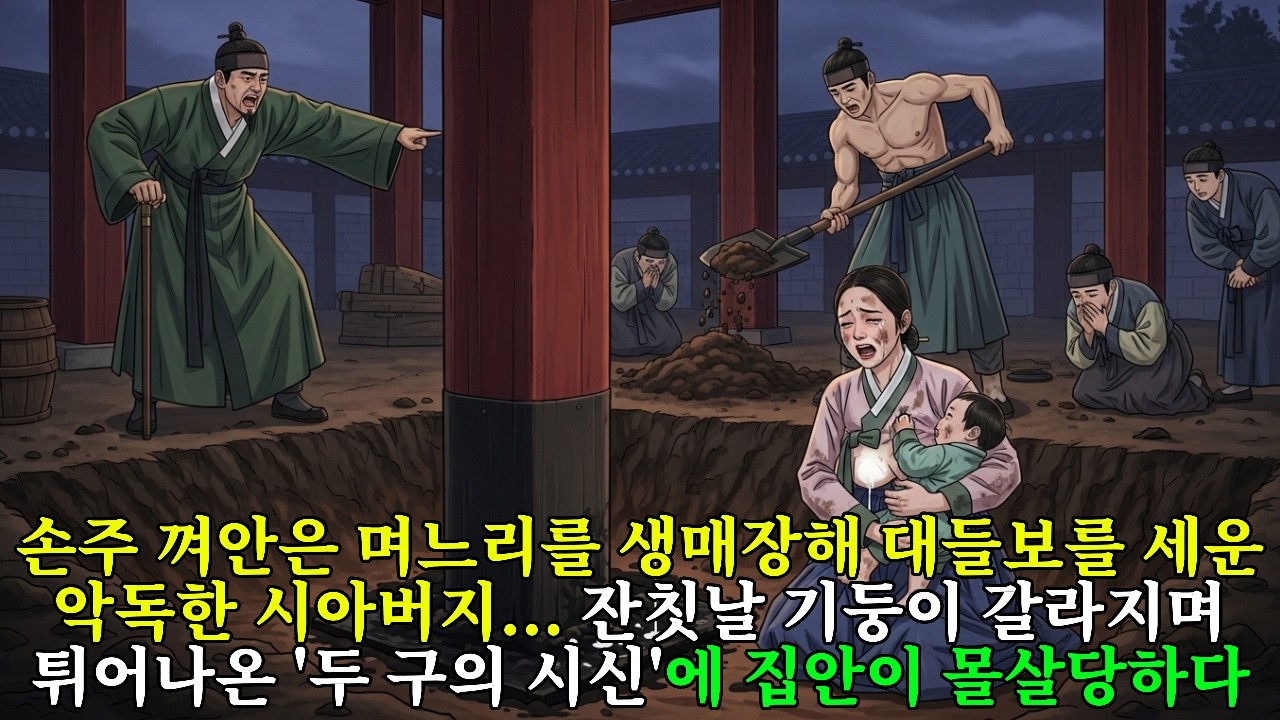 갓난아기와 며느리를 기둥 밑에 생매장하자, 집들이 날 대들보에서 뚝뚝 떨어진 하얀 모유의 저주 | 조선야담 | 오디오북