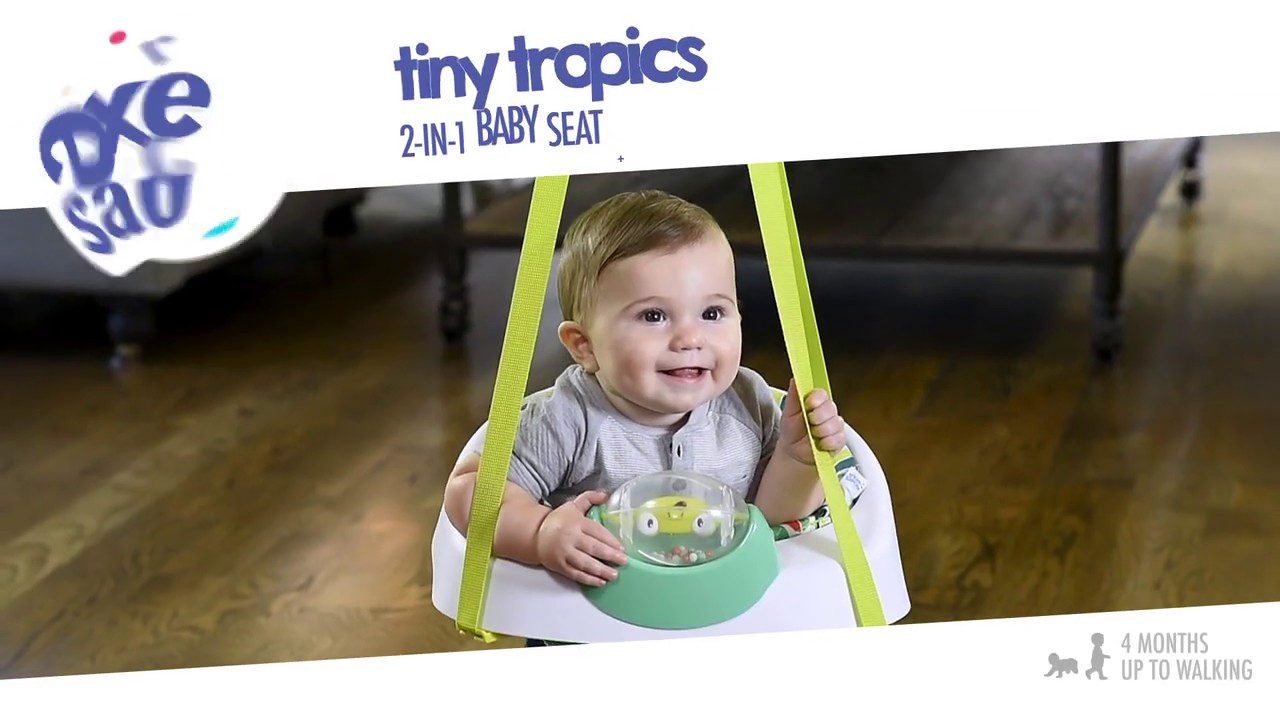 Evenflo ExerSaucer Tiny Tropics 2-in-1 Baby Seat+Door Jumper | Product Tour