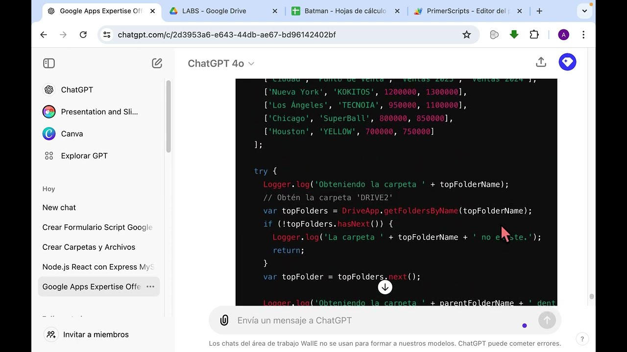 Parte 4  Crear agregar datos Archivos Carpetas con ChatGPT en Google Drive