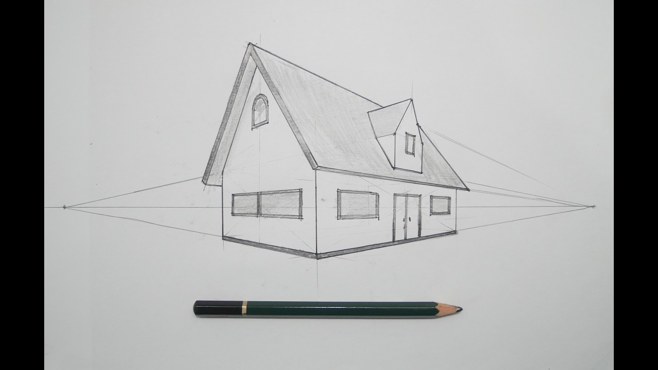 learn how to draw a simple house in 2 point perspective