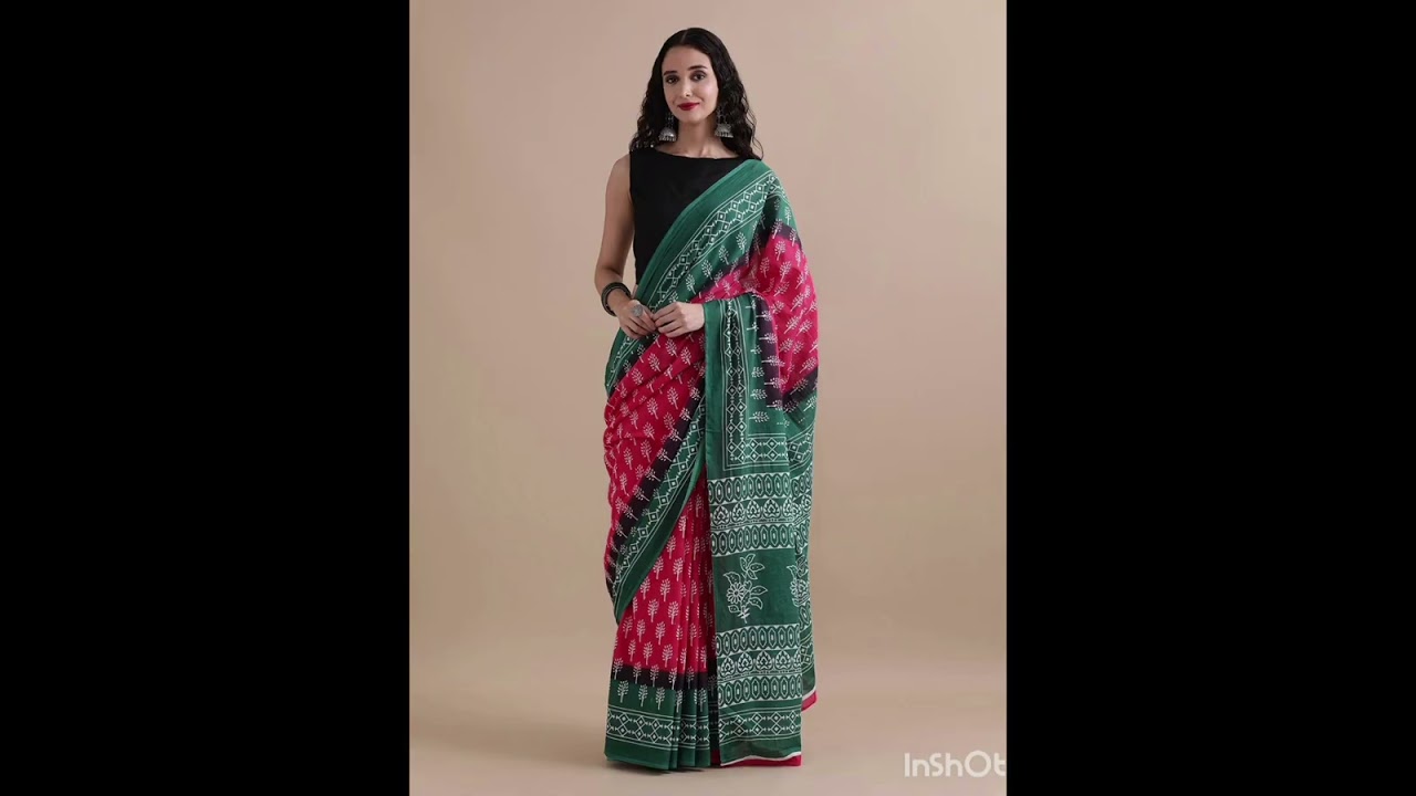 🌼💐Newly Arrival Mulmul Saree 💐🌼🌼🌸Bagru Block Print Cotton mulmul Sarees with Pompom Lace 