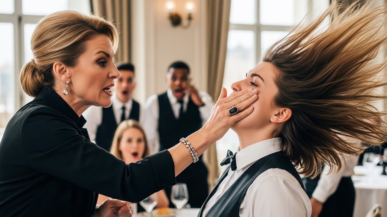Wealthy Woman Dared to Slap the Waitress — She Pales as 50 Suits Enter to Bow to the 