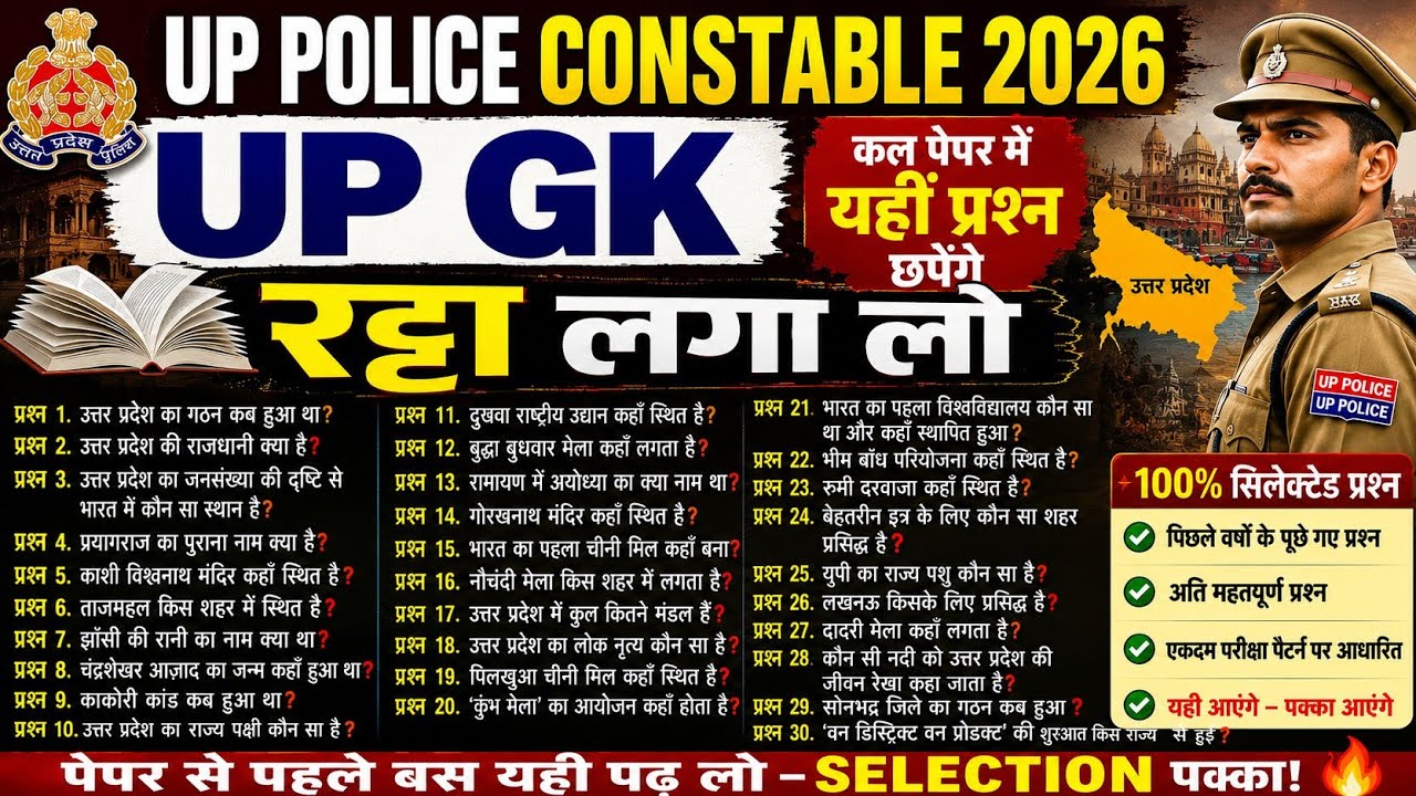 UP Police Constable Complete UPGK 🔥 UP Police Constable Class 2026 | up police exam analysis