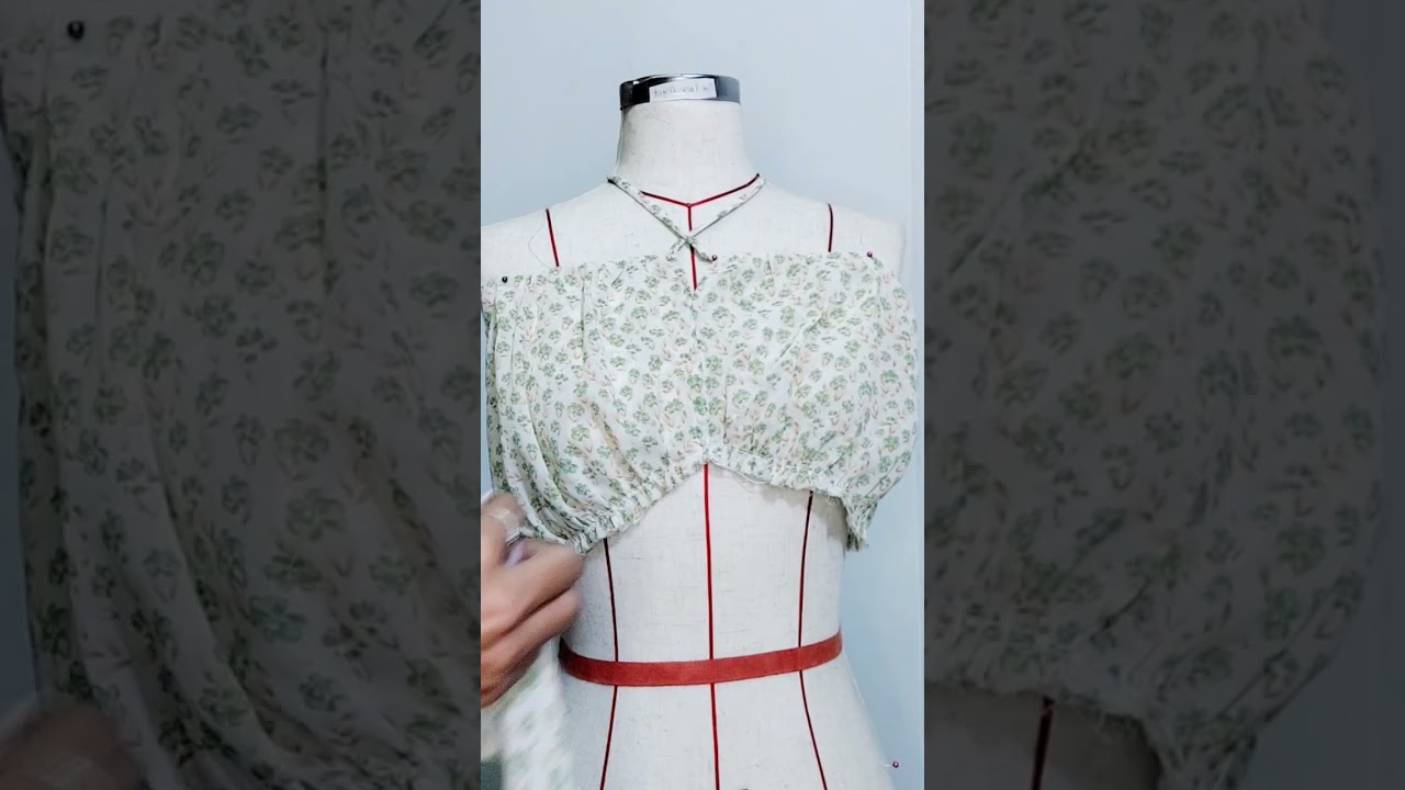 Floral Chiffon Top with neck string💫💚#fashiondesigner #chiffon#dressdesign
