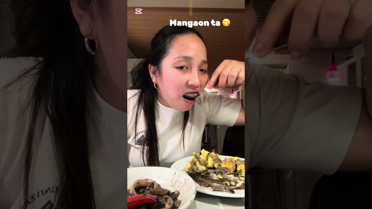 Pusit with yellow corn (mais  bugas ) #mukbang #mukbangers #fyp #denmark 