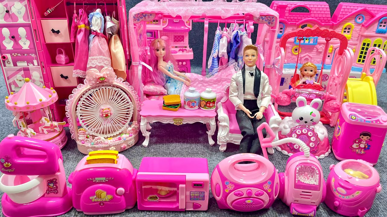 13 Minutes Satisfying with Unboxing Barbie Princess Pink House, Rock Bed Play Set Review Toys | ASMR