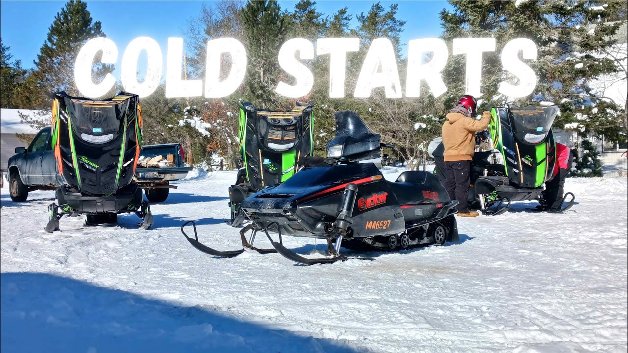 Cold Starting All The Old School Arctic Cats and Yamahas Up North