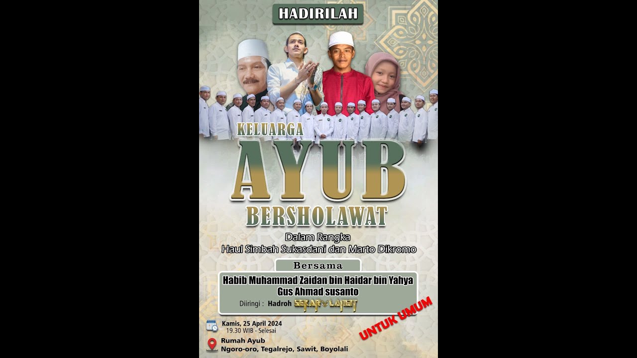 KELUARGA AYUB BERSHOLAWAT BERSAMA HABIB ZAIDAN BIN HAIDAR BIN UMAR BIN YAHYA
