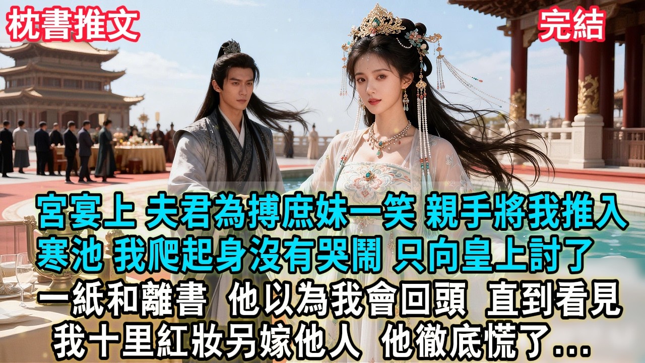 【完結爽文】【完結】宮宴上，夫君為搏庶妹一笑，親手將我推入寒池。我爬起身沒有哭鬧，只向皇上討了一紙和離書。他以為我會回頭，直到看見我十里紅妝另嫁他人，他徹底慌了#小説 #古風 #古言 #爽文 #故事