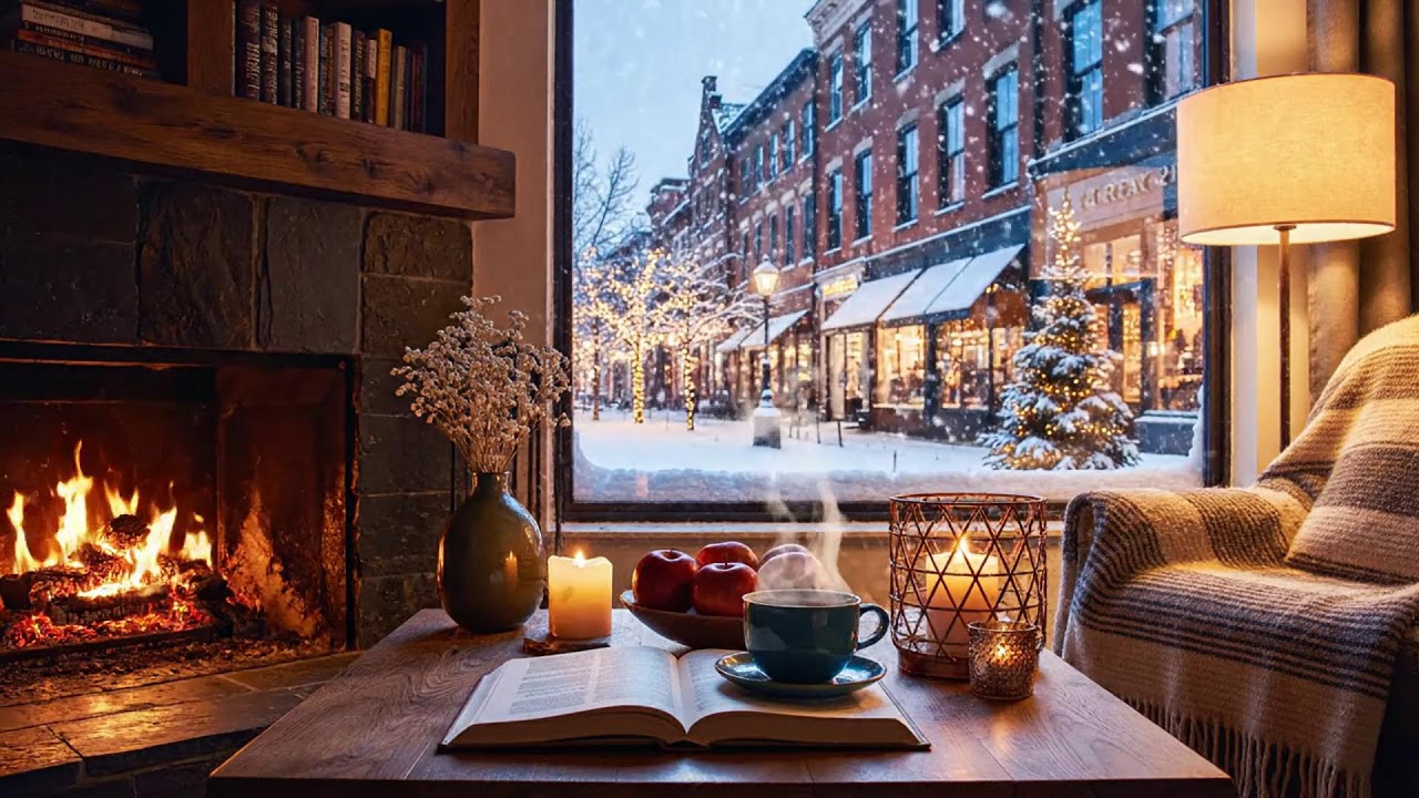 Silent Snowfall Café Jazz 🔥 Warm Fireplace Atmosphere for Serious Focus