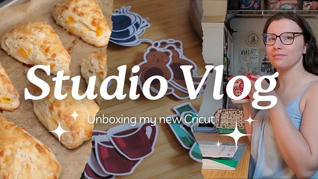 Studio Vlog: Unboxing my new Cricut, Stickers, and Scones!