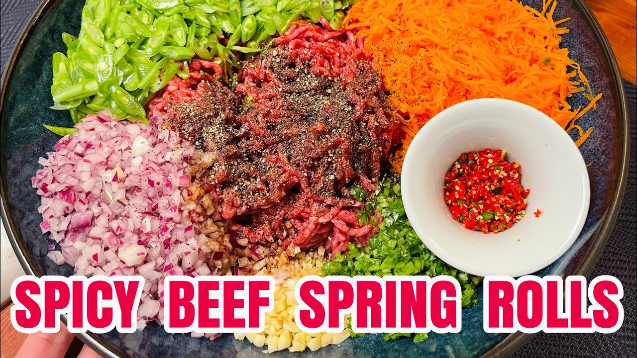 MAKING SPICY BEEF SPRING ROLLS / LUMPIANG SHANGHAI