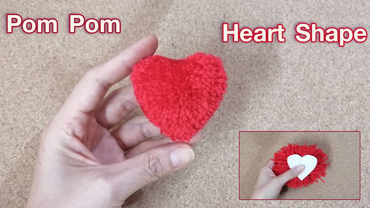 How to make heart shape Pom Pom easy & perfect heart pom pom making with tissue core
