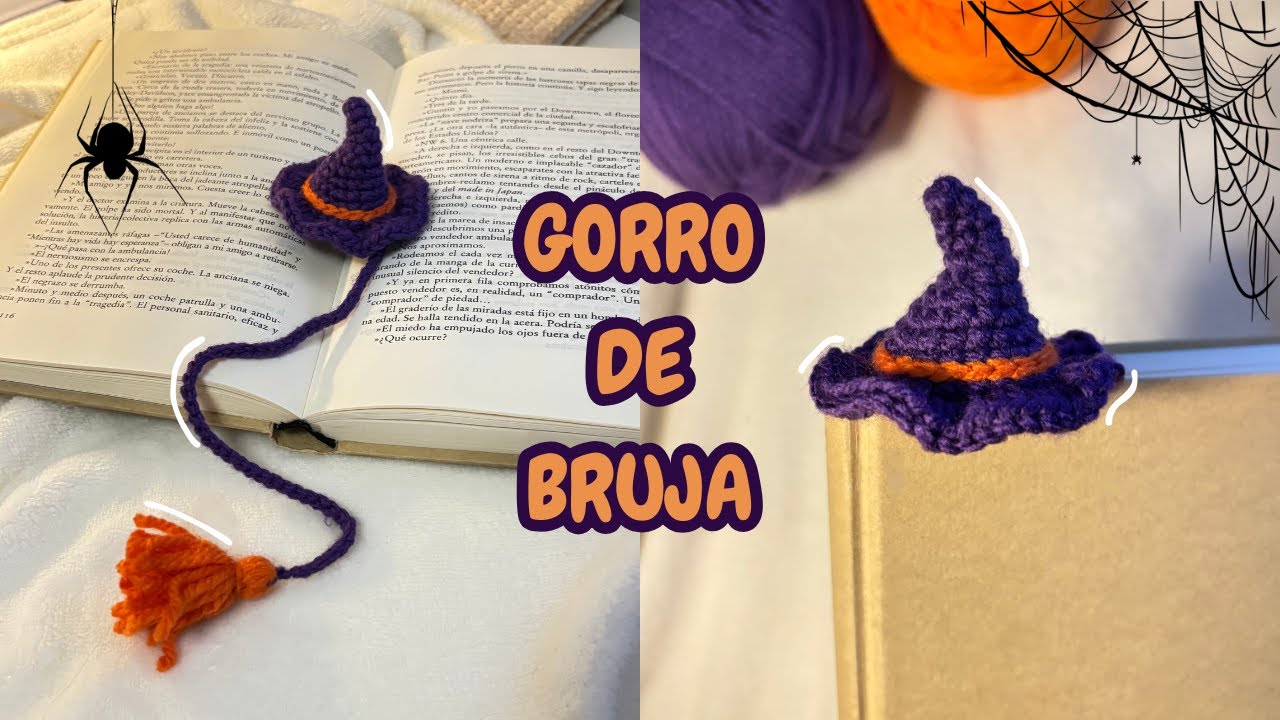 Fácil Gorro de Bruja a Crochet 🧙‍♀️ / Easy Crochet Witch Hat Bookmark Tutorial