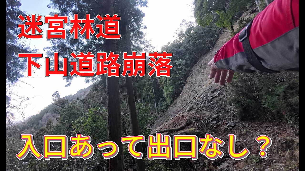 迷宮林道　下山道崩落　やっぱり入口あって出口無し？　新たな下山道開拓の夢は潰えたか？