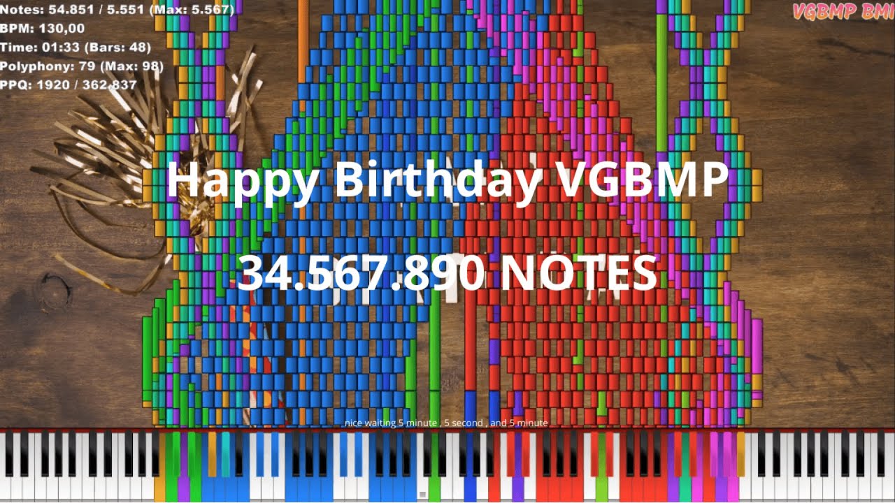 (Black MIDI) Happy Birthday VGBMP ~ 34.567.890 Notes