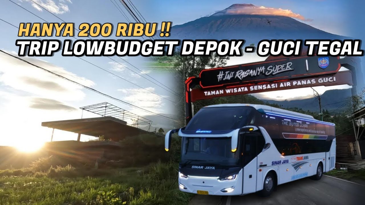 Cara Naik Transportasi Umum DEPOK GUCI TEGAL Permandian Air Panas  Bus Sinar Jaya Hanya 200 Ribu !!