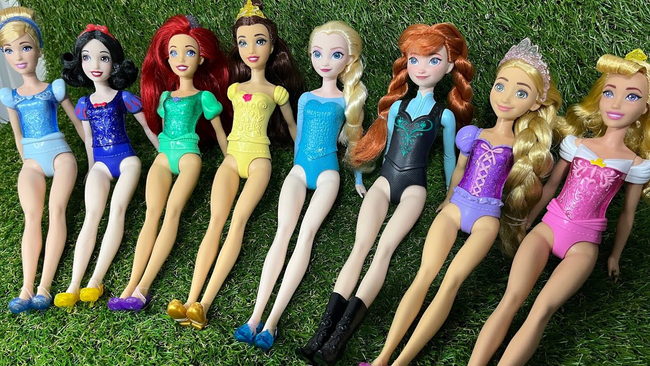 Disney Doll Collection | Frozen Elsa and Anna, Belle, Ariel | Unboxing Disney Mattel playset