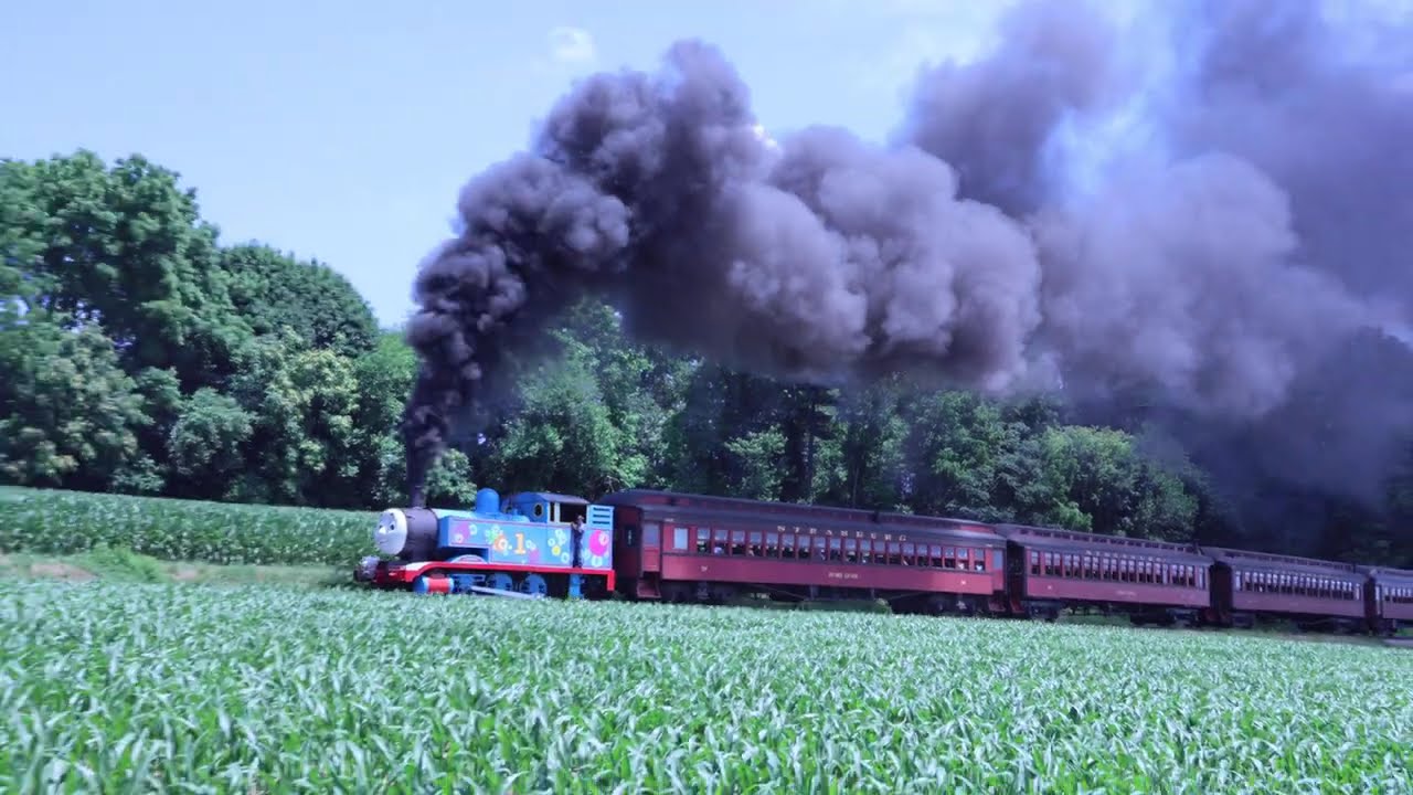Thomas with Wheels Slipping- Groff's Grove - Strasburg Rail Road, PA - June 21, 2024