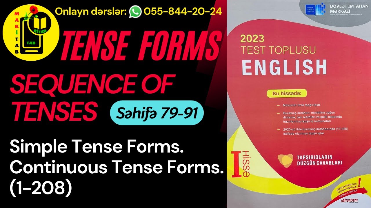 DİM YENİ TEST TOPLUSU 2023 İNGİLİS DİLİ | SIMPLE TENSE FORMS. CONTINUOUS TENSE FORMS | 1-208 | İzah