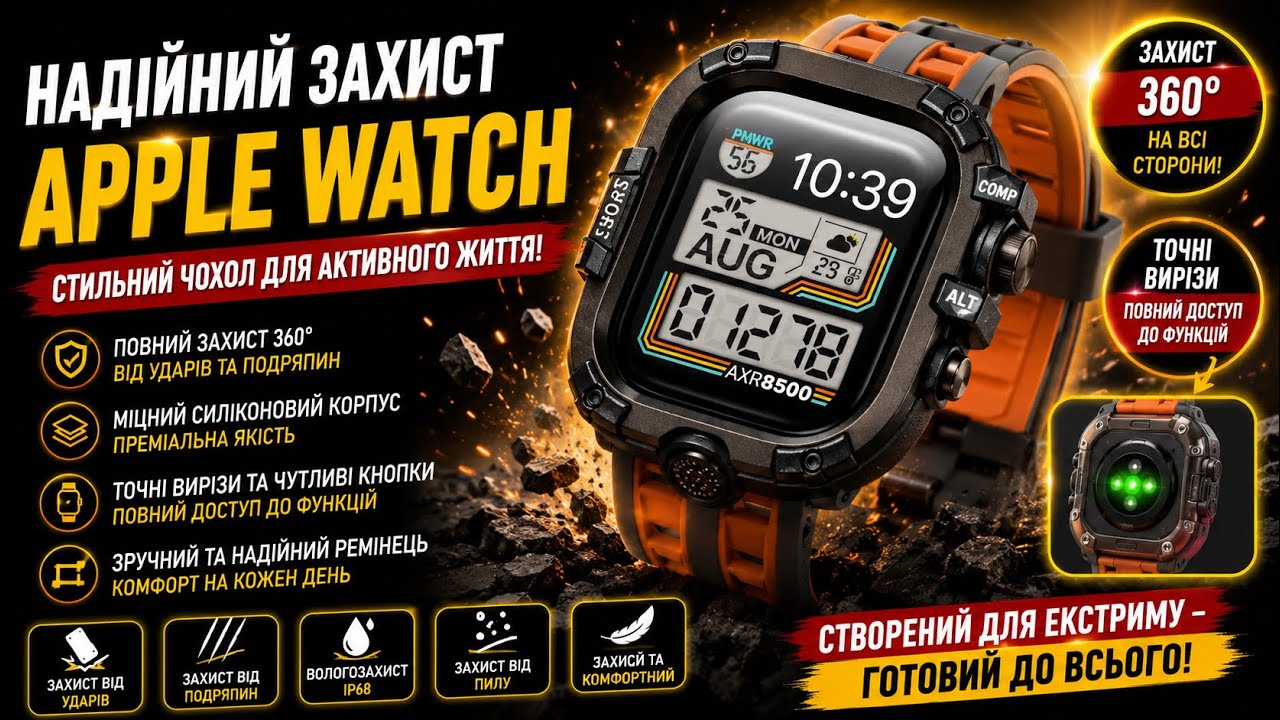 Силіконовий ремінець та захисний чохол для Apple Watch