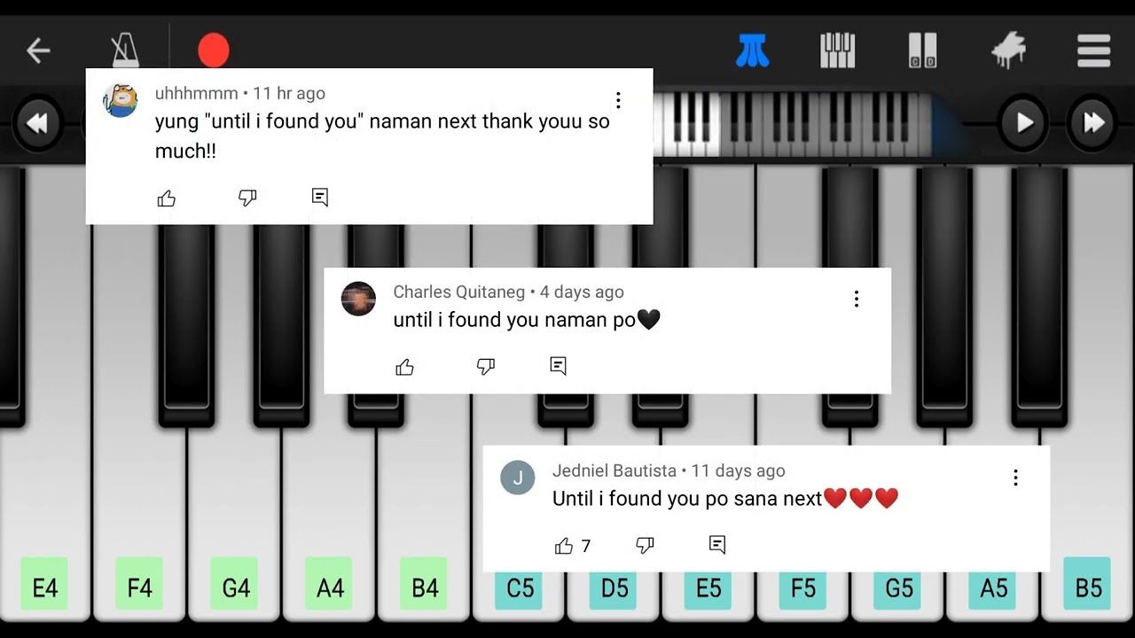 Until I Found You - Stephen Sanchez • Perfect Piano App • Easy Tutorial • Mobile/Phone
