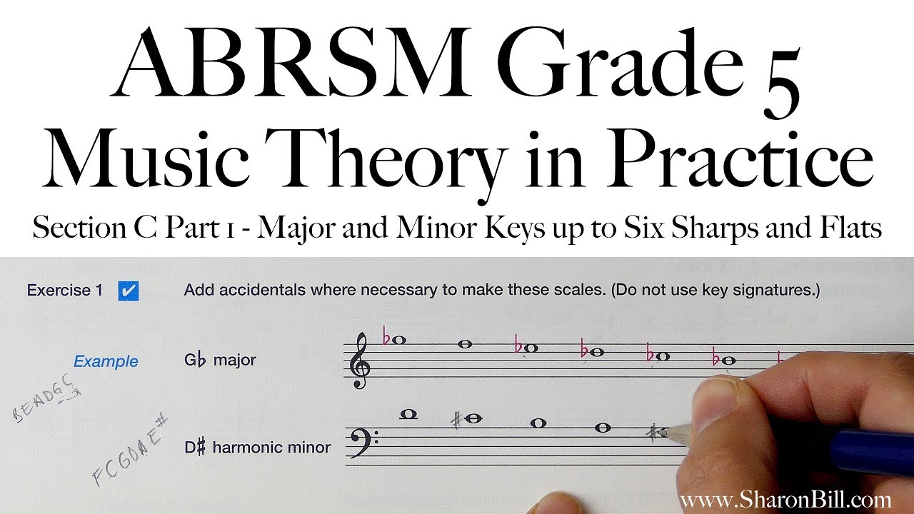 Музыкальная теория ABRSM, 5 класс, раздел C, часть 1, мажорные и минорные тональности до шести ди...