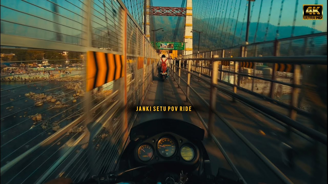 Janki Setu Rishikesh POV Ride|Motorcycle Crossing Ganga Bridge Uttarakhand Raw Exhaust Sound|ASMR4K