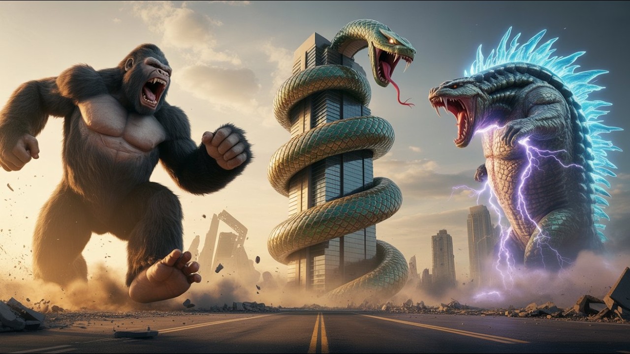 King Kong & Godzilla vs Titan Snake Showdown