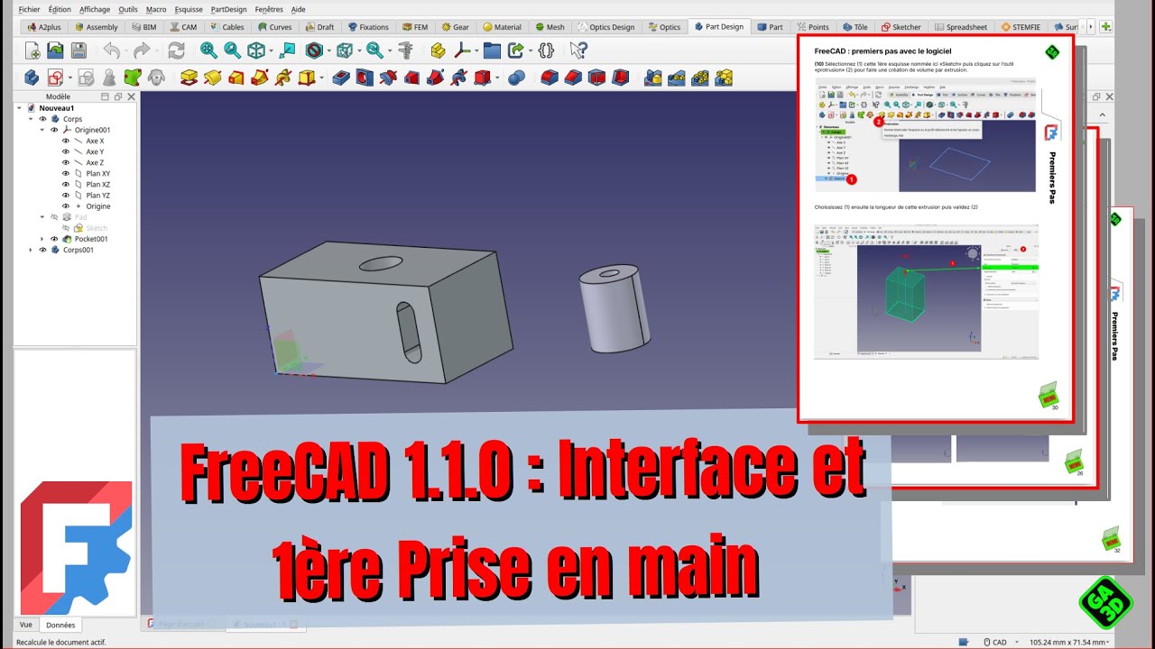FreeCAD 1.1.0 Tutoriel débutant : Interface et première Prise en Main - Exclusivité Pré-Release