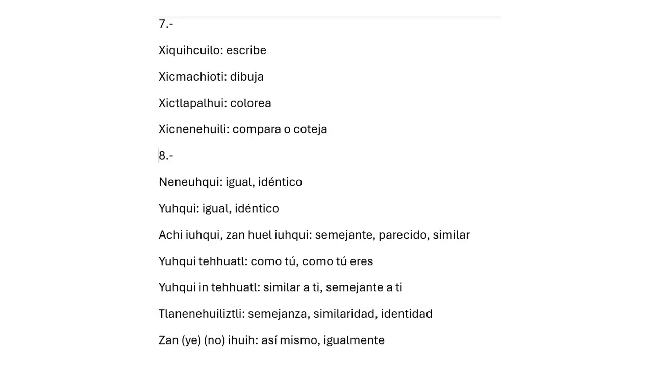 Frases muy fáciles en náhuatl clásico