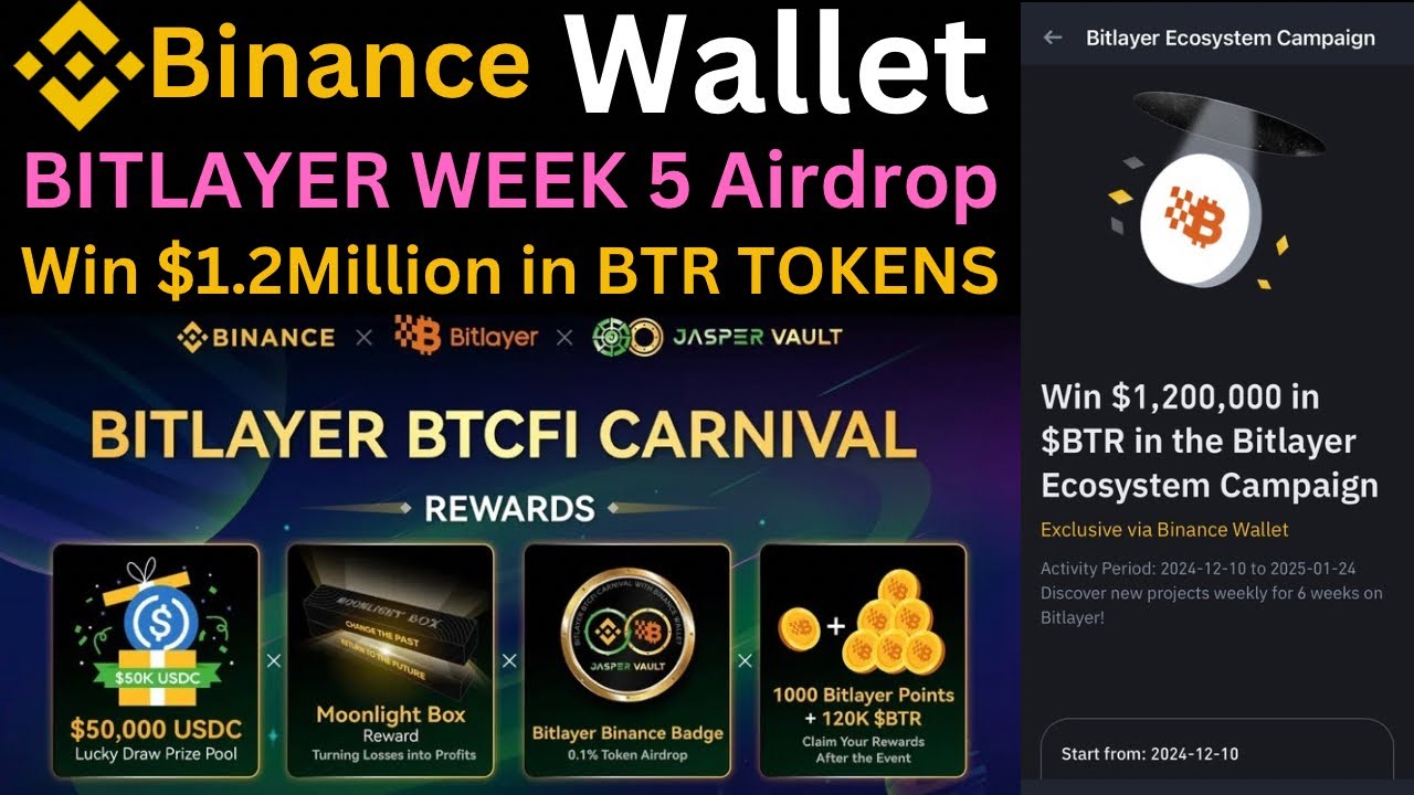 Binance Bitlayer BTCFI Web3 Airdrop | Bitlayer New Jasper & Rollex | Binance Bitlayer week 5 Airdrop