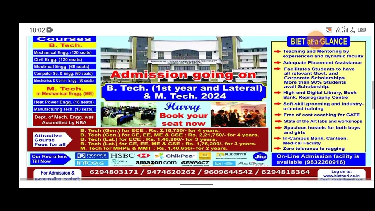 Birbhum Institute of engineering & Technology||only B.tech addmission||placement good&low fees||