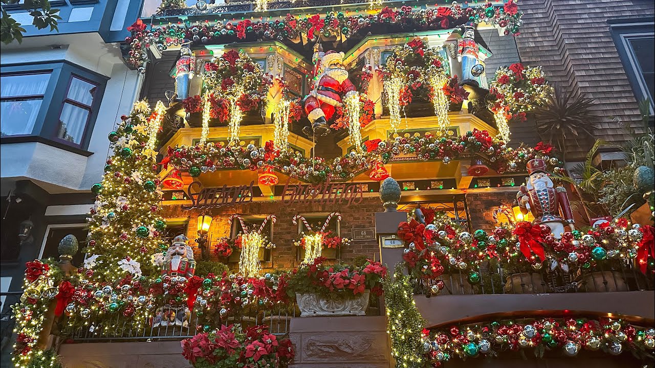 Рождественская прогулка в Сан-Франциско и праздничные витрины Macy's,Рождественские украшения