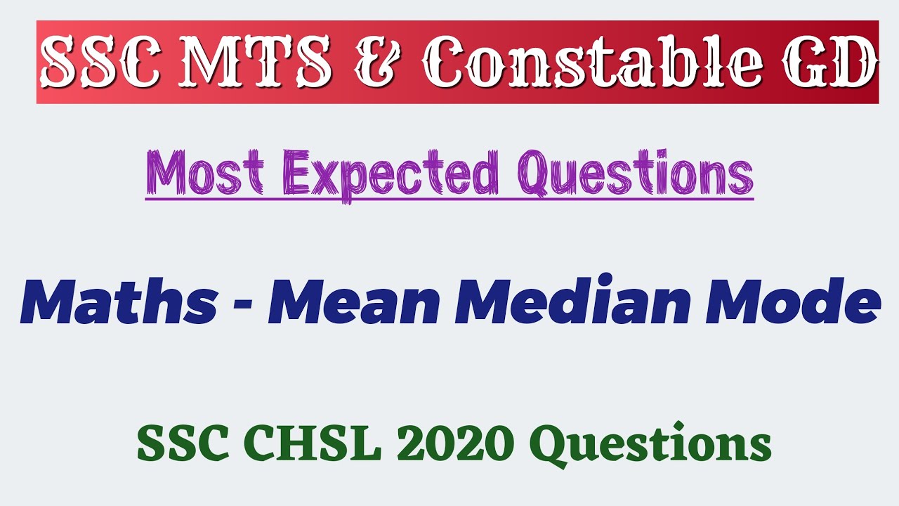 SSC MTS & Constable GD 2021| Maths - Mean Median Mode | Most Expected Question Pattern