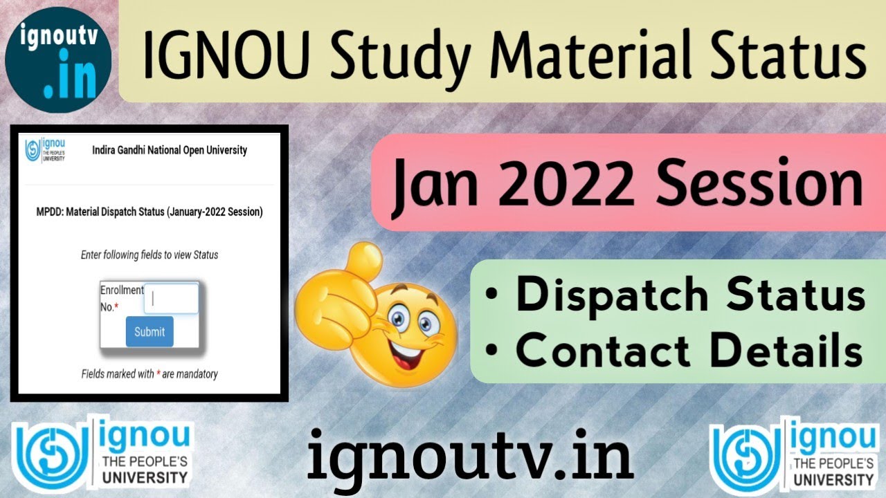 CHECK NOW !!! IGNOU Study Material Dispatch Status for Jan 2022 session