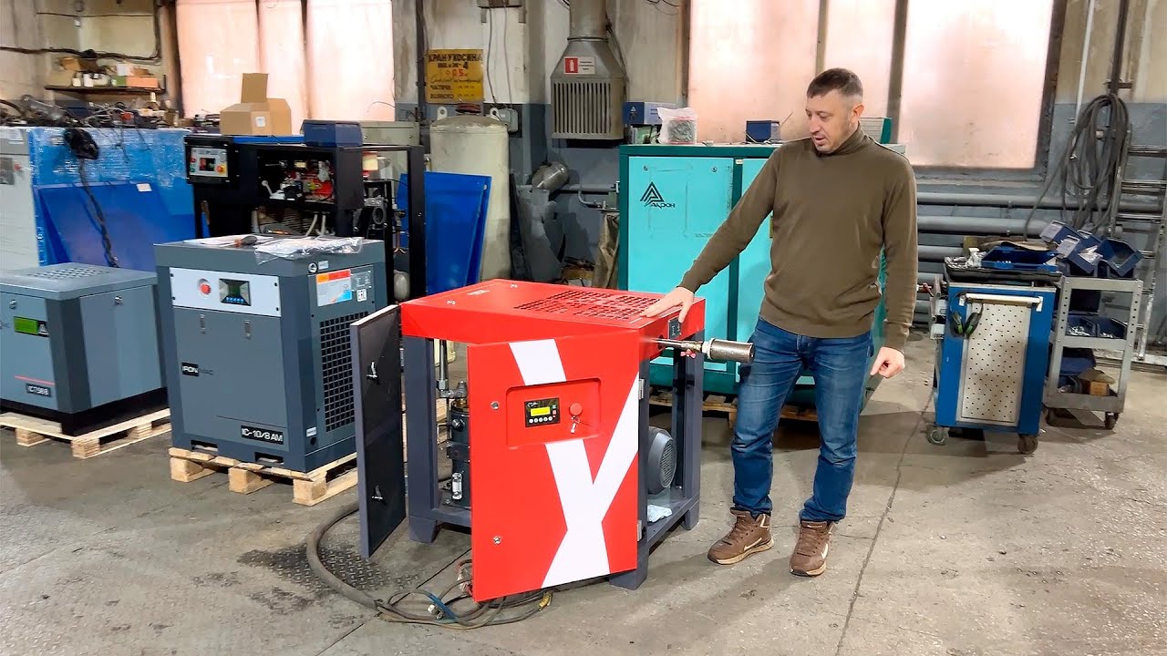 Винтовой компрессор IC GAMMA 7.5 кВт. Обзор и демонстрация работы