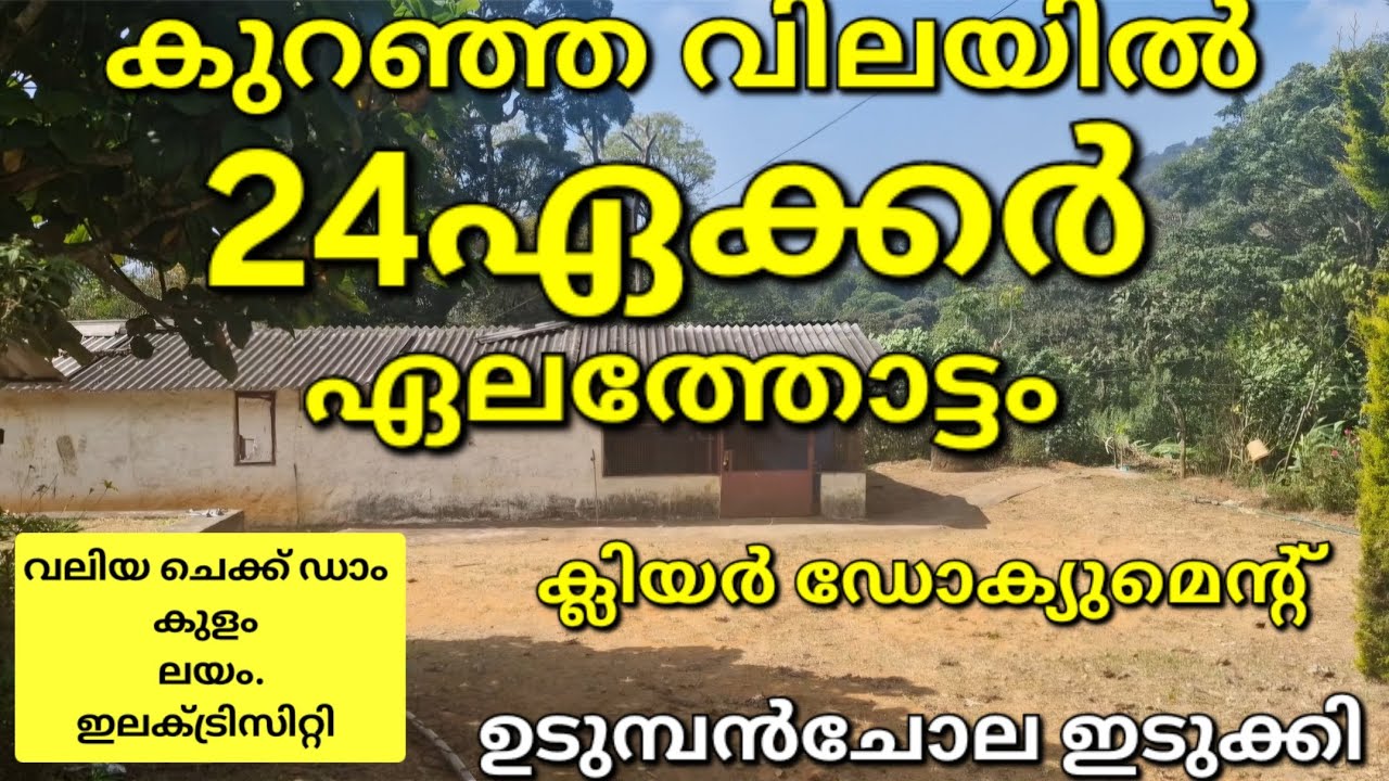 കുറഞ്ഞ വിലയ്ക്ക് 24ഏക്കർ ഏലത്തോട്ടം. ലയം.വലിയ ചെക്ക് ഡാം. കുളം. ക്ലിയർ പേപ്പർ. ഉടുമ്പൻചോല. ഇടുക്കി 👇