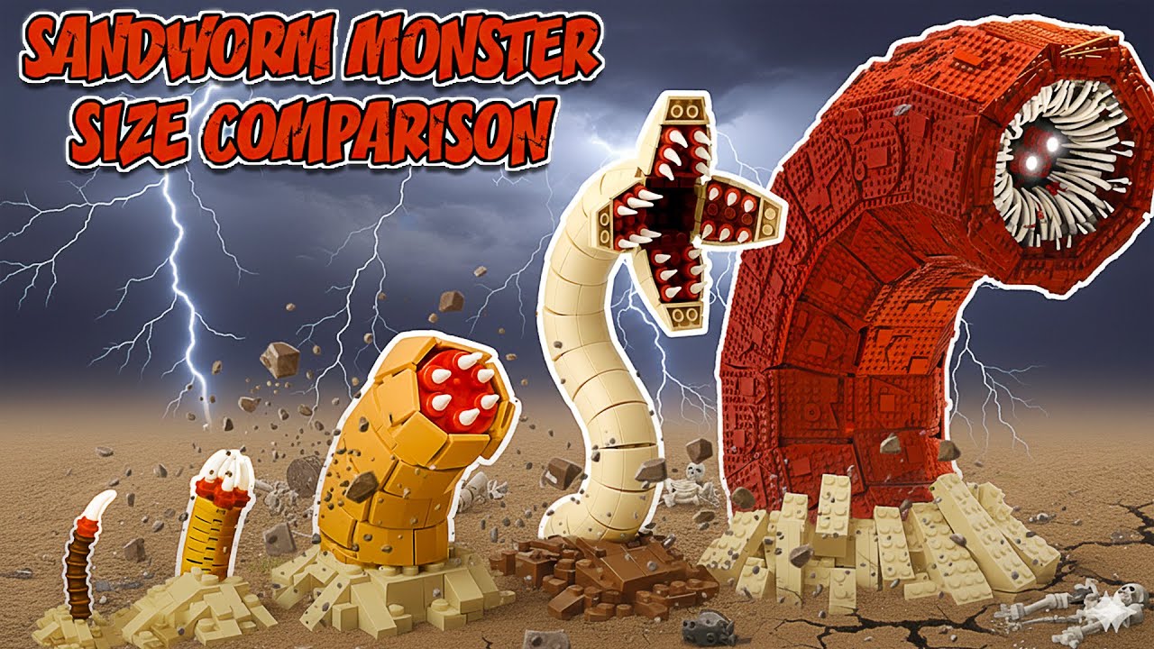 LEGO Death Sandworm Evolved | Comparación de tamaño del monstruo del desierto | Brick Trick ESP