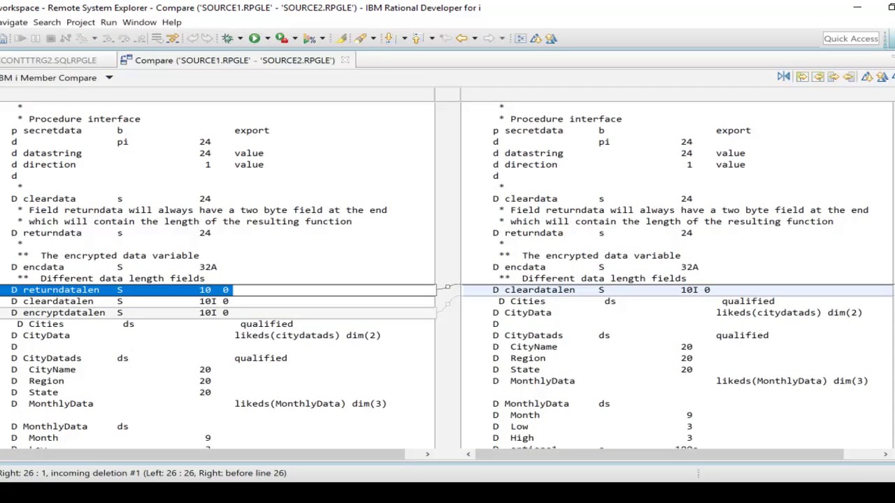 RDi 9 6 RSE RPG Compare and MERGE!!!