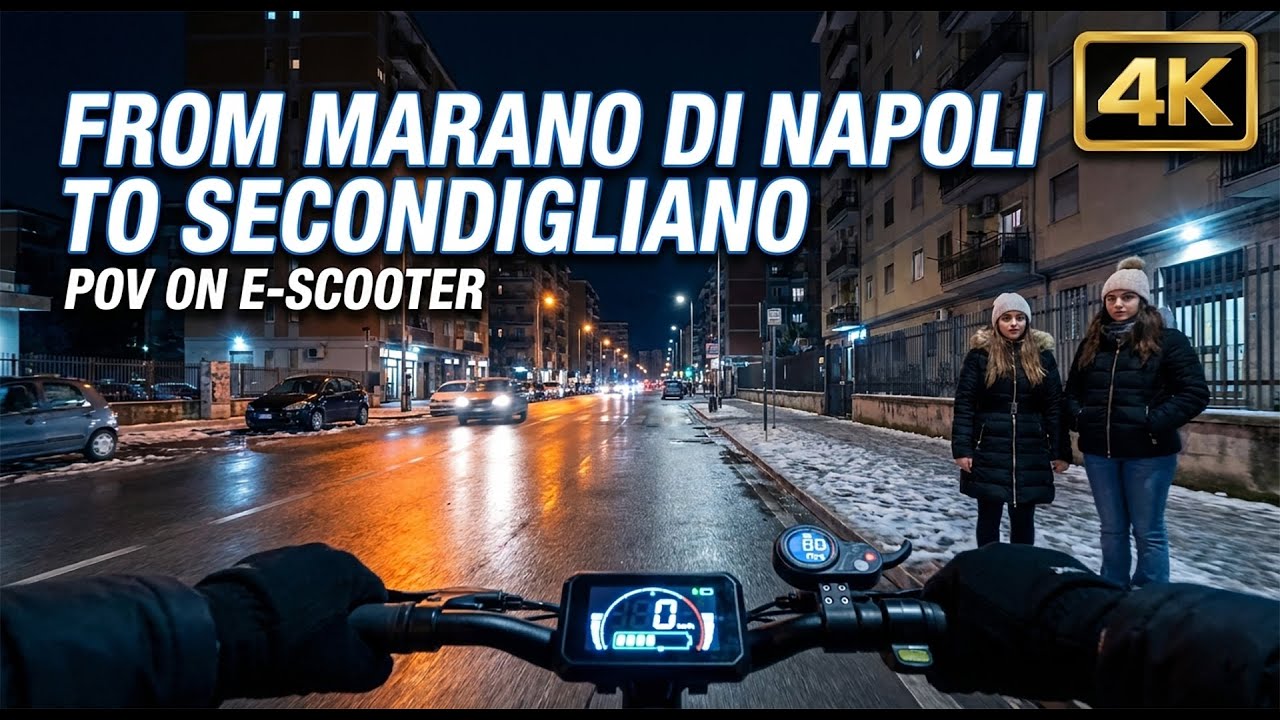 From Marano di Napoli to Secondigliano with E-Scooter - Winter Night