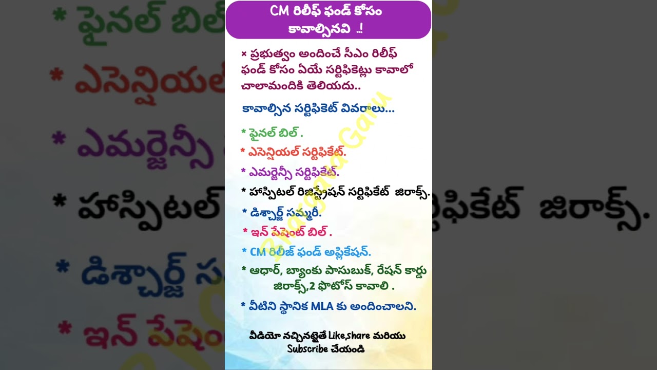 CM రిలీఫ్ ఫండ్ కోసం కావలసినవి..!#cm #relieffund #apply #onlineapplication #government #ytshorts
