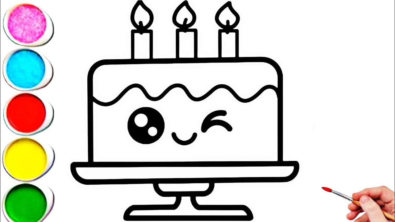 Cute Birthday Cake 🎂🎉 Drawing, Painting & Coloring For Kids and Toddlers_ Kids Art 